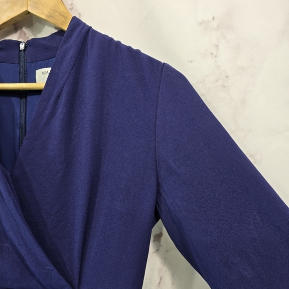 MM Lafleur Dress Womens 2 Blue V Neck Quarter Sleeve Knee Length Sheath Office - Picture 12 of 13